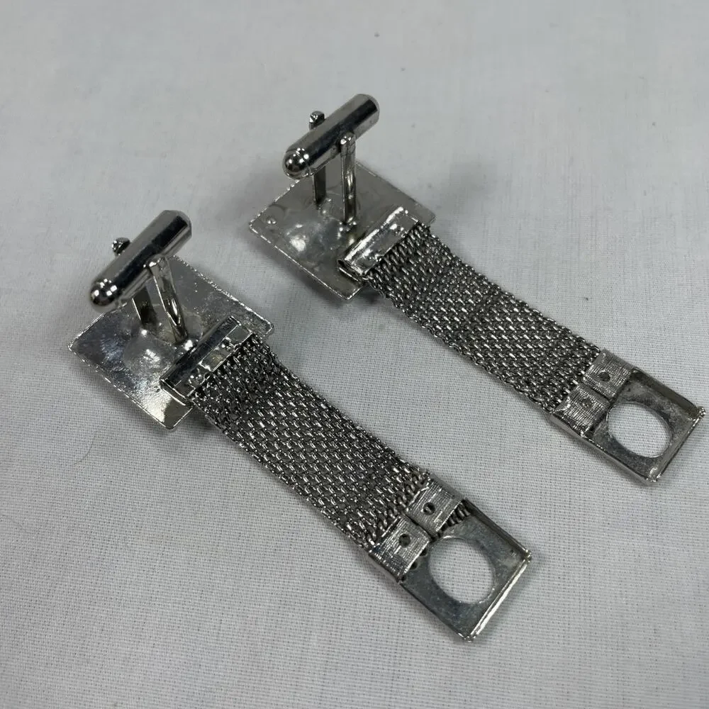 Vintage BLUE SODALITE Silver Wrap-Around Square Cufflinks, With Bonus Tie Bar!